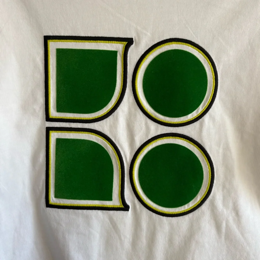 Kate Spade Noel Logo T-Shirt Cropped Ringer Tee Women’s XXL White Velvet Green